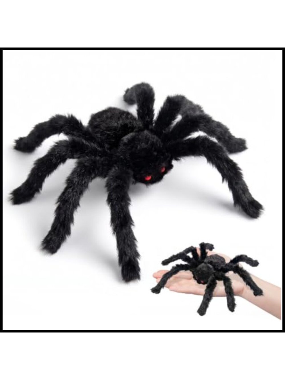 2 Pack Realistic Furry Plush Spiders Halloween Decor Flexible Legs